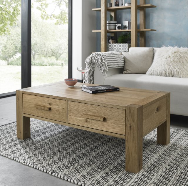 Premier Collection Turin Light Oak Coffee Table With Drawers