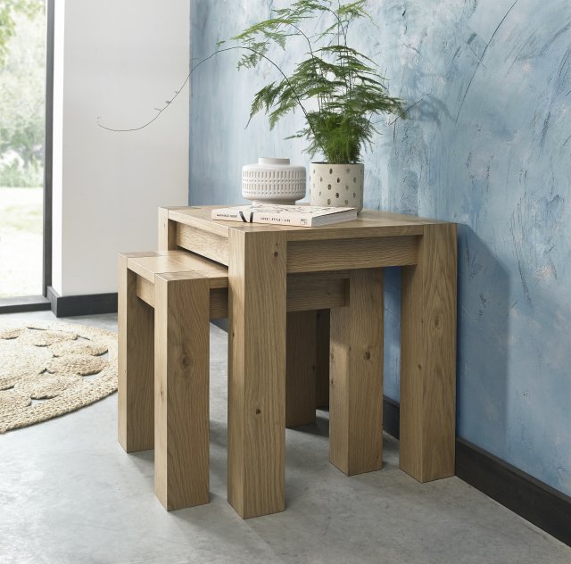 Premier Collection Turin Light Oak Nest Of Lamp Tables