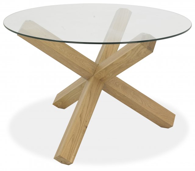 Premier Collection Turin Light Oak Circular Glass Table