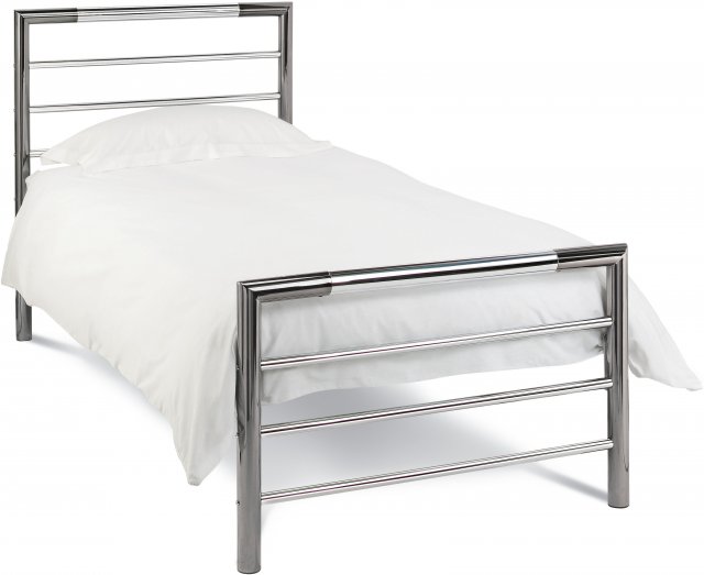 Headboards & Bedsteads Collection Urban Shiny Nickel & Black Nickel Bedstead Single 90cm