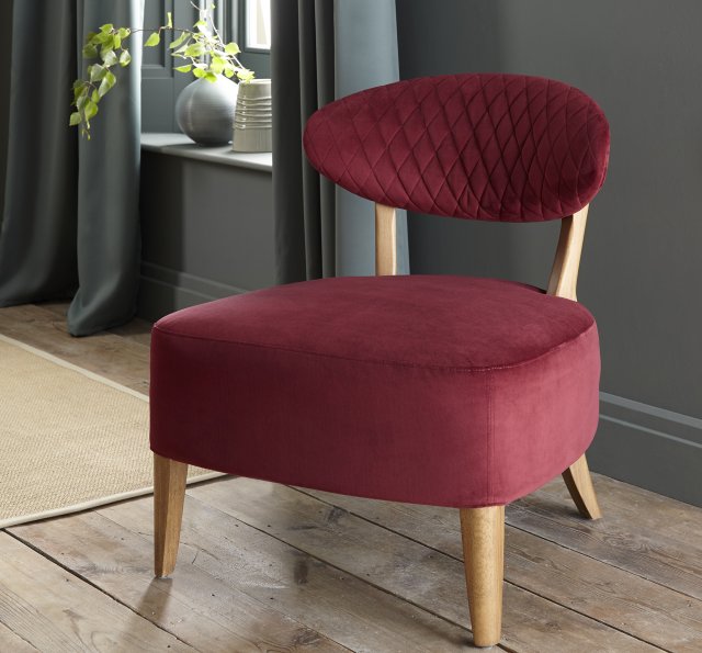 Signature Collection Margot Casual Chair - Crimson Velvet Fabric