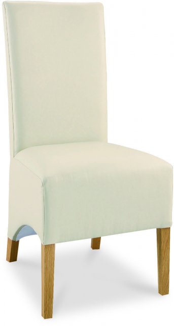 Premier Collection Wing Back Oak Chair - Ivory Faux Leather (Pair)