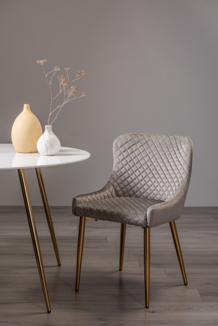 Gallery Collection Cezanne - Grey Velvet Fabric Chair with Gold Legs (Pair)