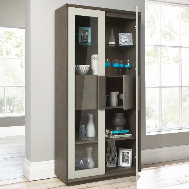 Premier Collection City Weathered Oak & Soft Grey Display Cabinet