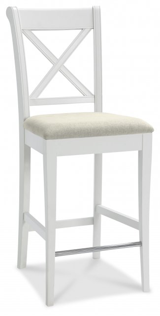 Premier Collection Hampstead Two Tone X Back Bar Stool - Sand Colour Fabric (Single)