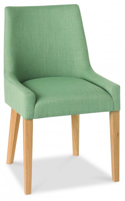 Premier Collection Ella Light Oak Scoop Back Chair - Aqua Fabric  (Pair)