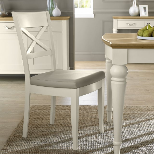 Premier Collection Montreux Antique White X Back Chair - Ivory Bonded Leather (Single)