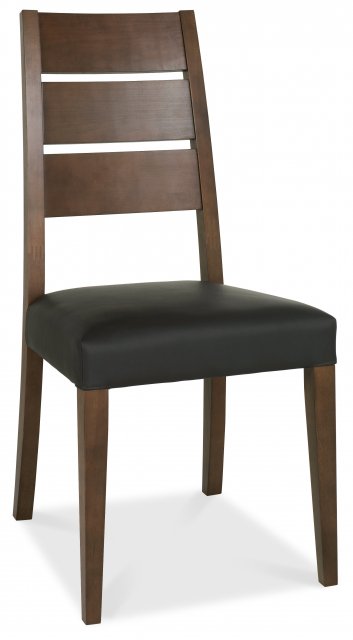 Premier Collection Akita Walnut Slatted Chair - Brown Faux Leather (Single)