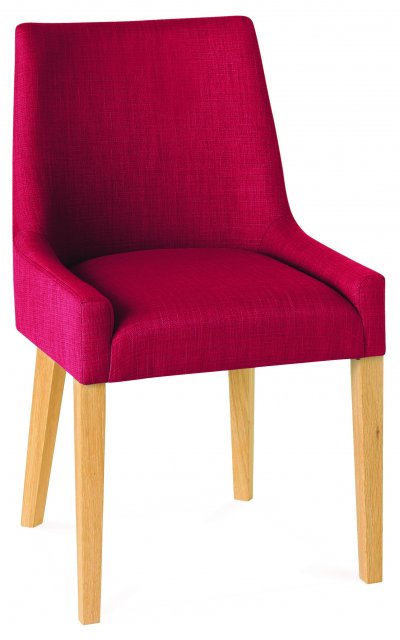 Premier Collection Ella Oak Scoop Back Chair - Red Fabric  (Single)