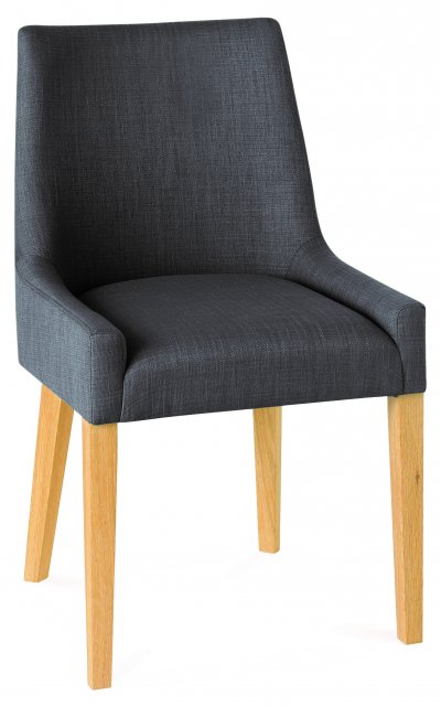 Premier Collection Ella Oak Scoop Back Chair - Steel Fabric  (Single)