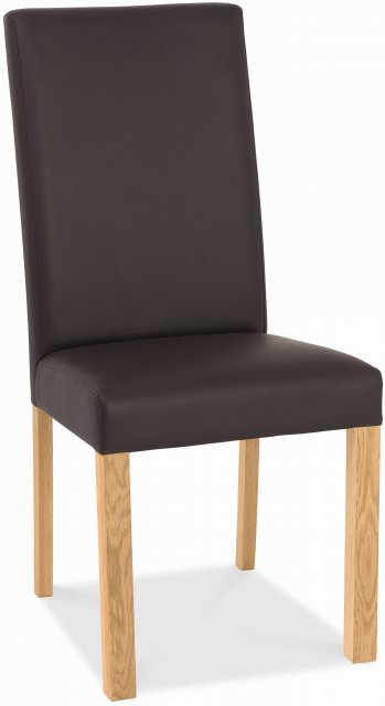 Premier Collection Lyon Oak Uph Chair - Brown Faux Leather (Single)