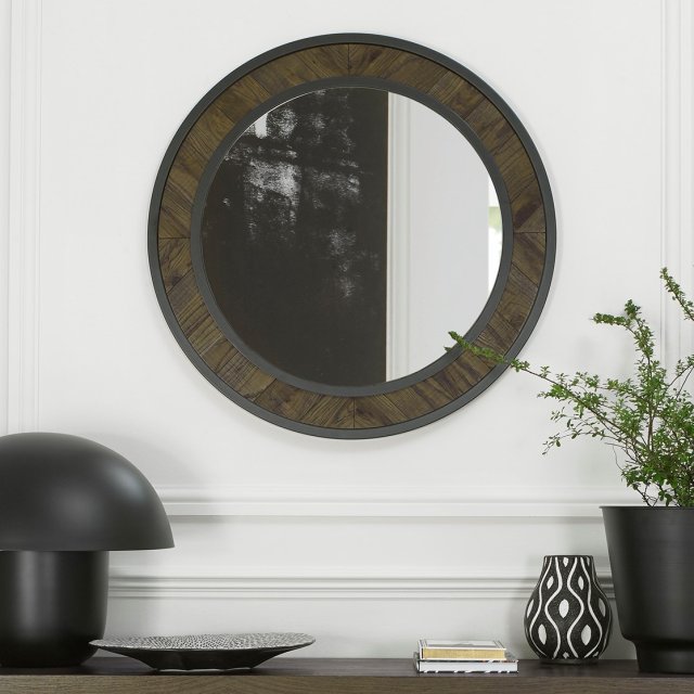 Signature Collection Ellipse Fumed Oak Wall Mirror
