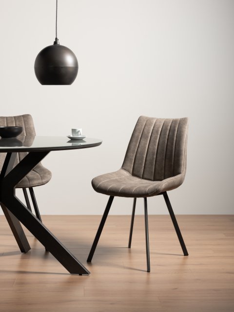 Gallery Collection Fontana - Tan Faux Suede Fabric Chair with Black Legs (Pair)