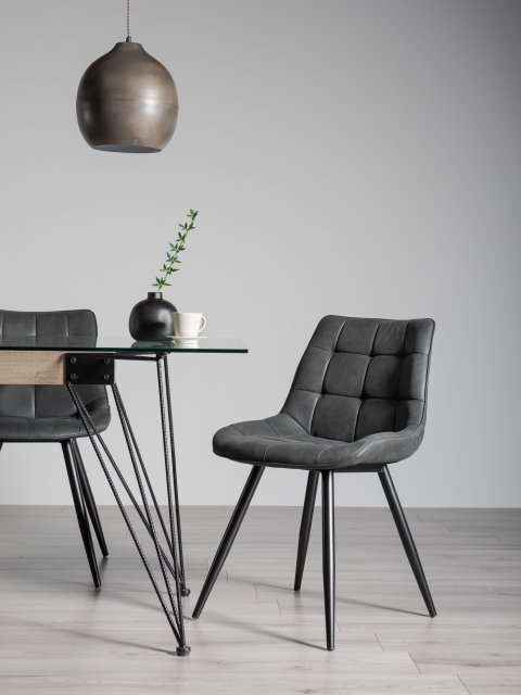 Gallery Collection Seurat - Dark Grey Faux Suede Fabric Chair with Black Legs (Pair)