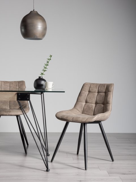 Gallery Collection Seurat - Tan Faux Suede Fabric Chair with Black Legs (Pair)