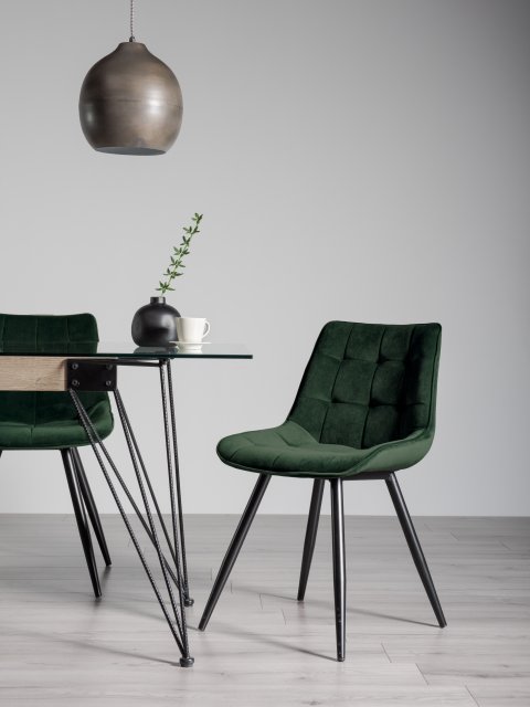 Gallery Collection Seurat - Green Velvet Fabric Chair with Black Legs (Pair)
