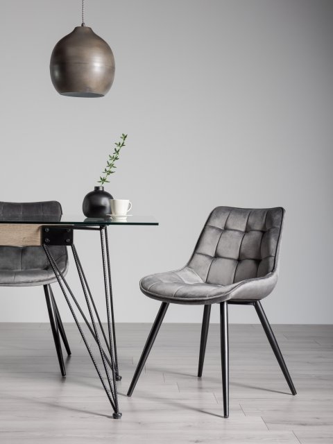 Gallery Collection Seurat - Grey Velvet Fabric Chair with Black Legs (Pair)