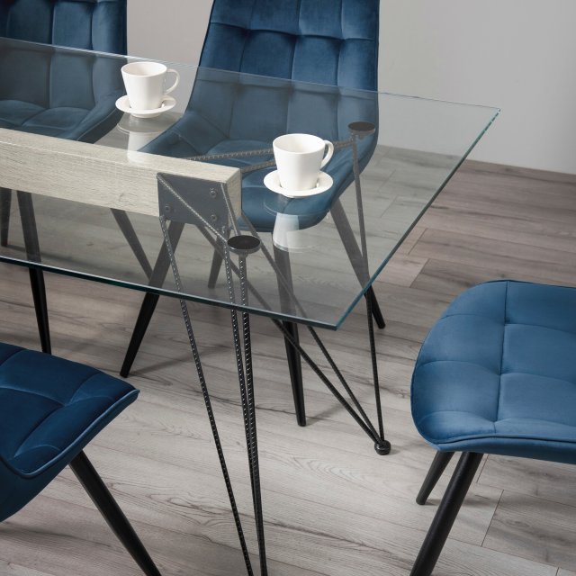 Gallery Collection Miro Clear Tempered Glass 6 Seater Dining Table with Black Legs
