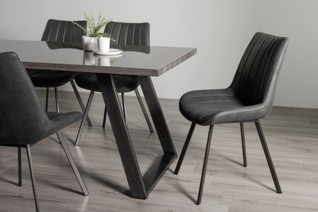 Gallery Collection Hirst Grey Painted Tempered Glass 6 Seater Dining Table with Grey Legs