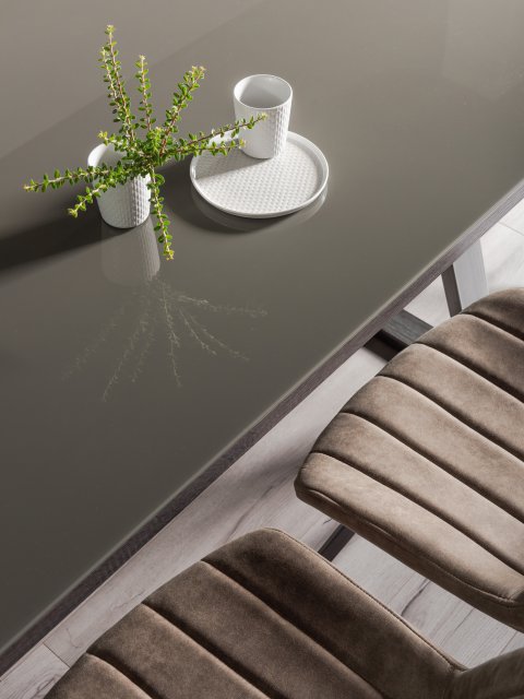 Painted glass dining table deals