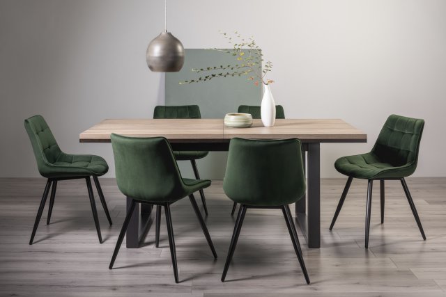 Signature Collection Tivoli Weathered Oak 6-8 Seater Table & 6 Seurat Green Velvet Chairs