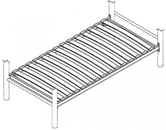 Replacement Metal Sprung Slat Base (Black) for a Bentley Designs *Single Size Metal Bed only* (Metal rails with 28 wooden slats & caps)