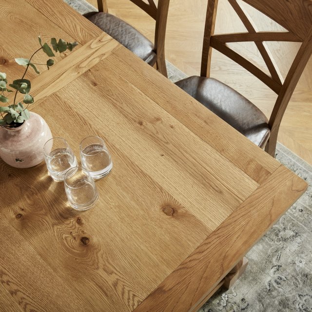 Rustic oak dining table and 6 chairs discount