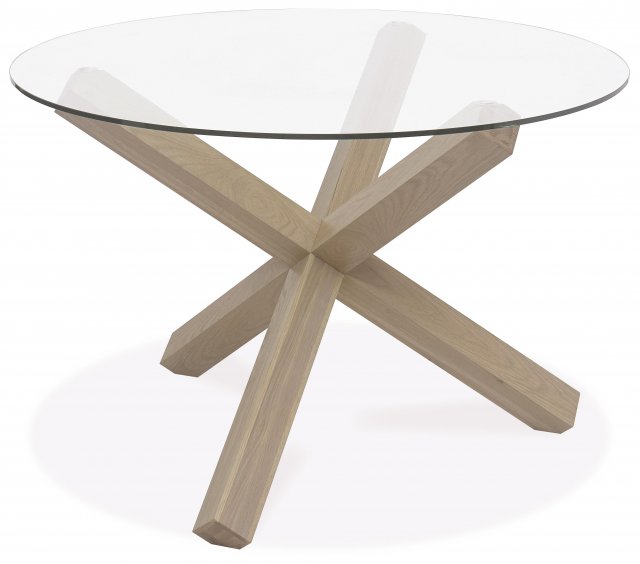 Premier Collection Turin Aged Oak Circular Glass Table