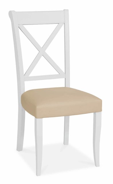 Premier Collection Hampstead Two Tone X Back Chair - Ivory Bonded Leather (Pair) - Grade A2 - Ref #0003-4