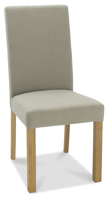 Premier Collection Parker Light Oak Square Back Chair - Silver Grey Fabric (Single) - Grade A2 - Ref #0101