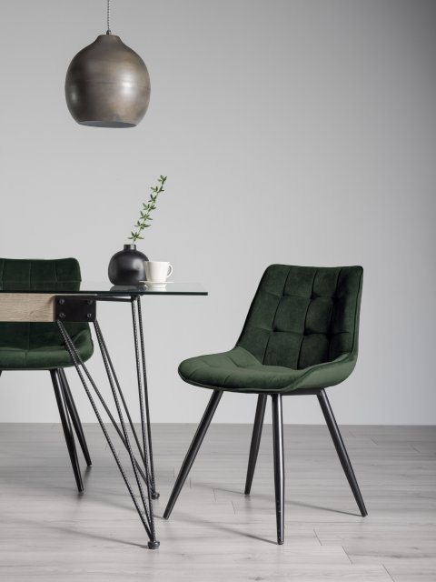 Gallery Collection Seurat - Green Velvet Fabric Chair with Black Legs (Single) - Grade A2 - Ref #0201