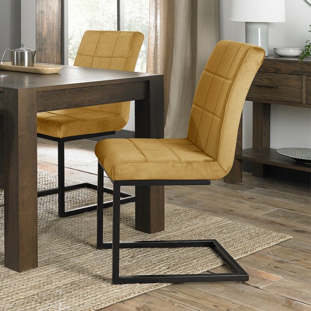 Gallery Collection Lewis - Mustard Velvet Fabric with Black Frame (4 Chairs) - Grade A3 - Ref #0627