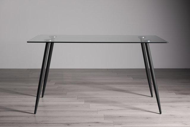 Gallery Collection Martini Clear Tempered Glass 6 Seater Dining Table with Black Legs - Grade A3 - Ref #0584