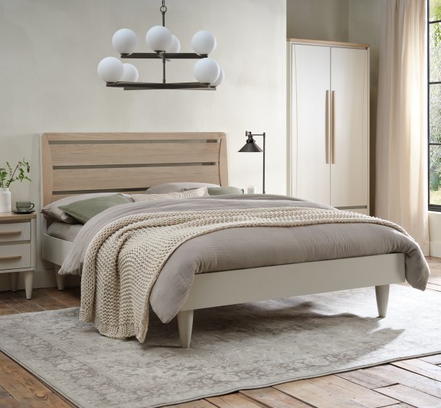 Premier Collection Larsen Scandi Oak & Soft Grey Slatted Double Bed Frame 135cm