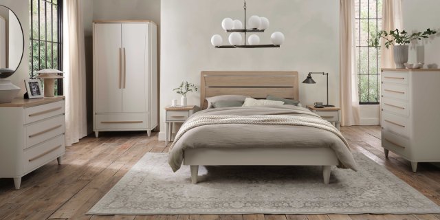 Premier Collection Larsen Scandi Oak & Soft Grey Slatted King Bed Frame 150cm