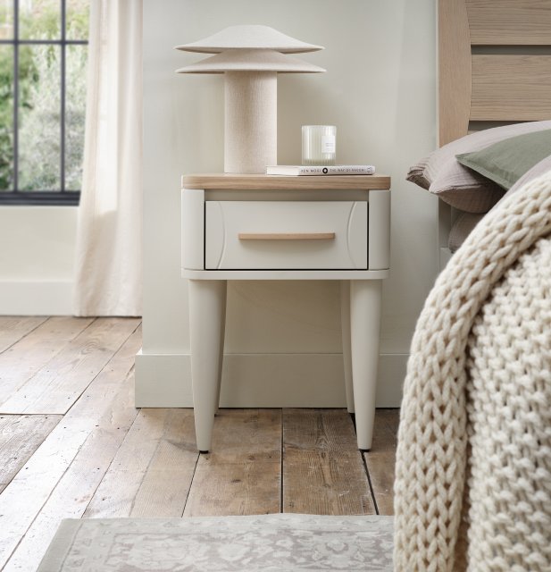 Premier Collection Larsen Scandi Oak & Soft Grey 1 Drawer Bedside Table