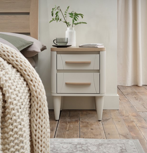 Premier Collection Larsen Scandi Oak & Soft Grey 2 Drawer Bedside Table