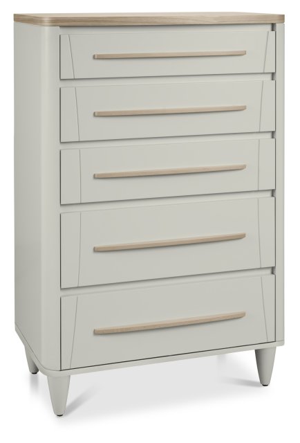 Premier Collection Larsen Scandi Oak & Soft Grey 5 Drawer Chest