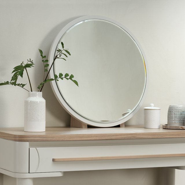 Premier Collection Larsen Scandi Oak & Soft Grey Vanity Mirror