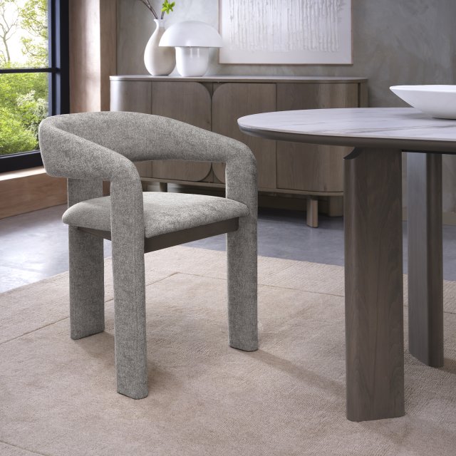 Signature Collection Duo Grey Oiled Oak Upholstered Chair - Grey Fabric (Single)