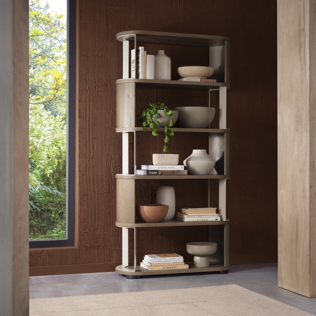 Signature Collection Duo Grey Oiled Oak Open Display Unit
