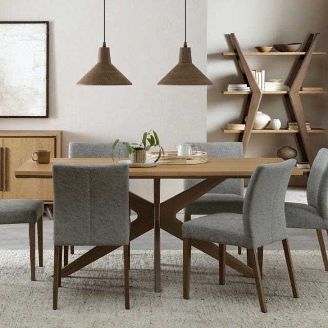 Premier Collection Kristen Oak & Light Weathered Oak 6 Seater Table