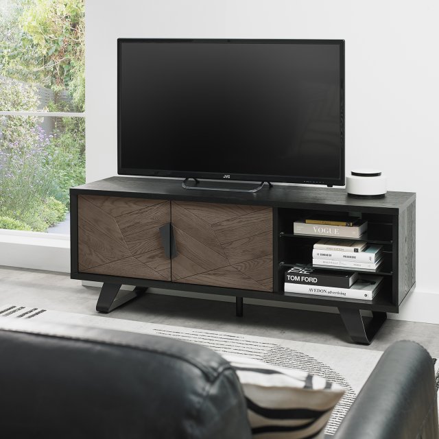 Signature Collection Emerson Weathered Oak & Peppercorn Media Unit - Grade A2 - Ref #1076