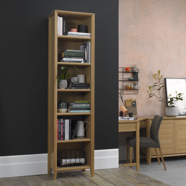 Premier Collection Bergen Oak Narrow Bookcase - Grade A3 - Ref #0372