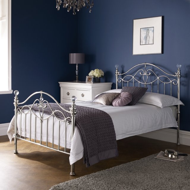 Headboards & Bedsteads Collection Elena Shiny Nickel King Bedstead 150cm - Grade A3 - Ref #1100
