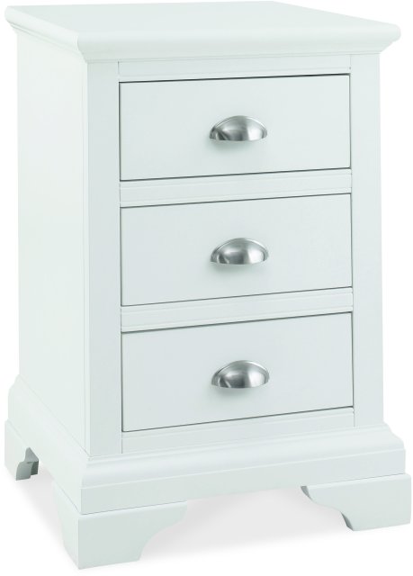 Premier Collection Hampstead White 3 Drawer Bedside Table - Grade A3 - Ref #1185