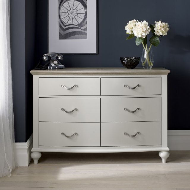 Premier Collection Montreux Grey Washed Oak & Soft Grey 6 Drawer Wide Chest - Grade A3 - Ref #1190