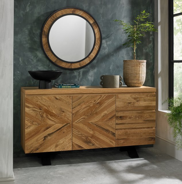 Signature Collection Ellipse Rustic Oak Wide Sideboard - Grade A2 - Ref #1192