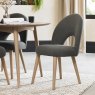Premier Collection Dansk Scandi Oak Upholstered Chair - Cold Steel Fabric  (Pair)