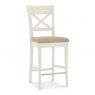 Premier Collection Montreux Antique White X Back Bar Stool - Ivory Bonded Leather (Pair)